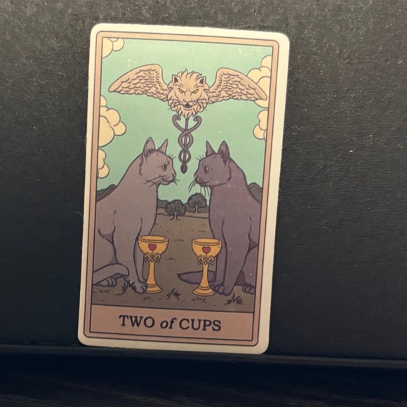 Other - CAT TAROT CARD STICKER- TWO OF CUPS